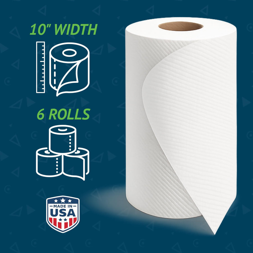 White 10 Inch Paper Towel Dispenser Refill, 6 Rolls P445063