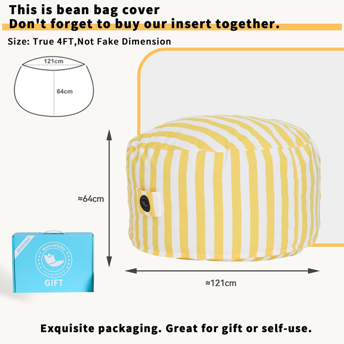 4FT Oversized Waterproof Memory Foam Bean Bag Chair Y753
