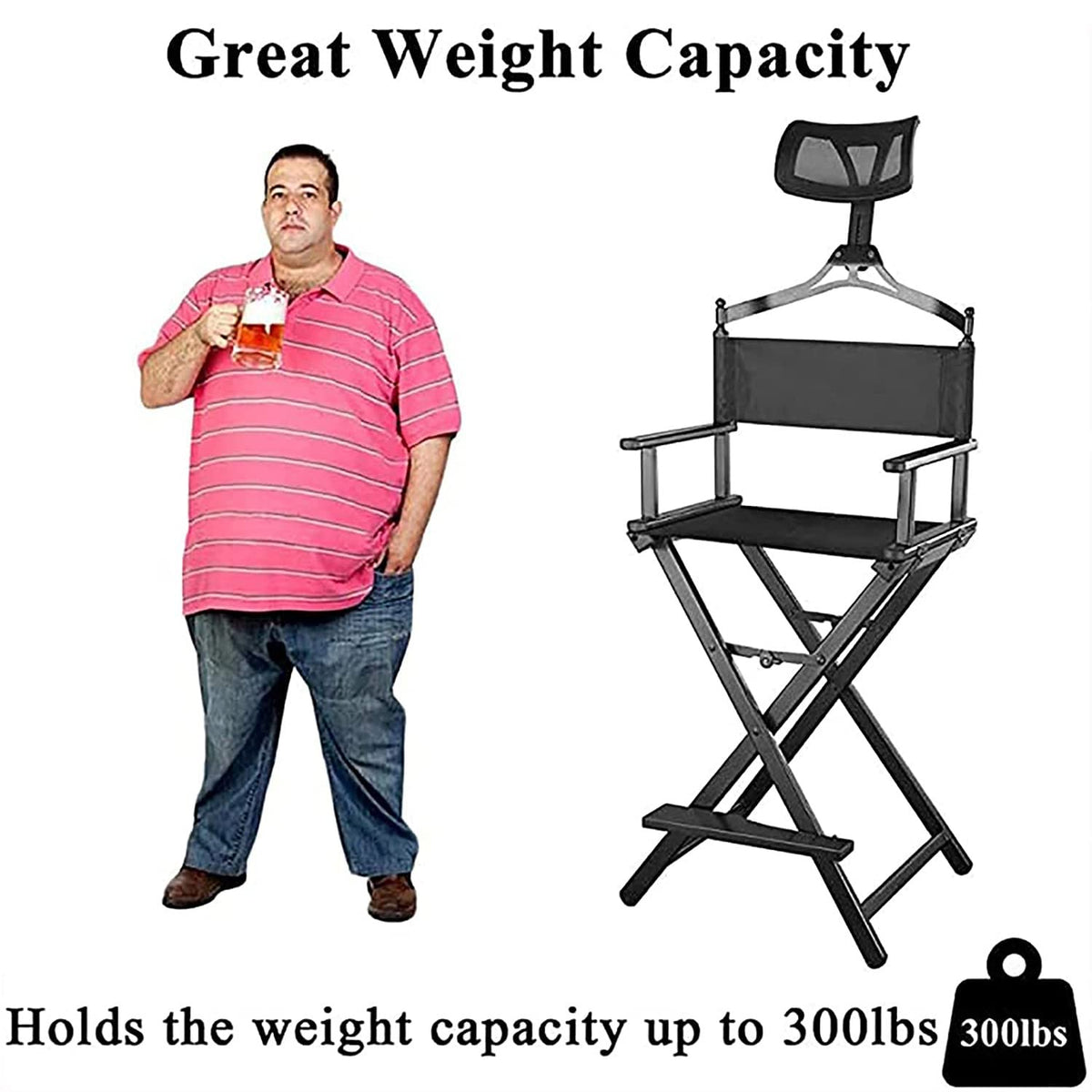 Folding Aluminum Makeup Artist Chair with Headrest Q124785