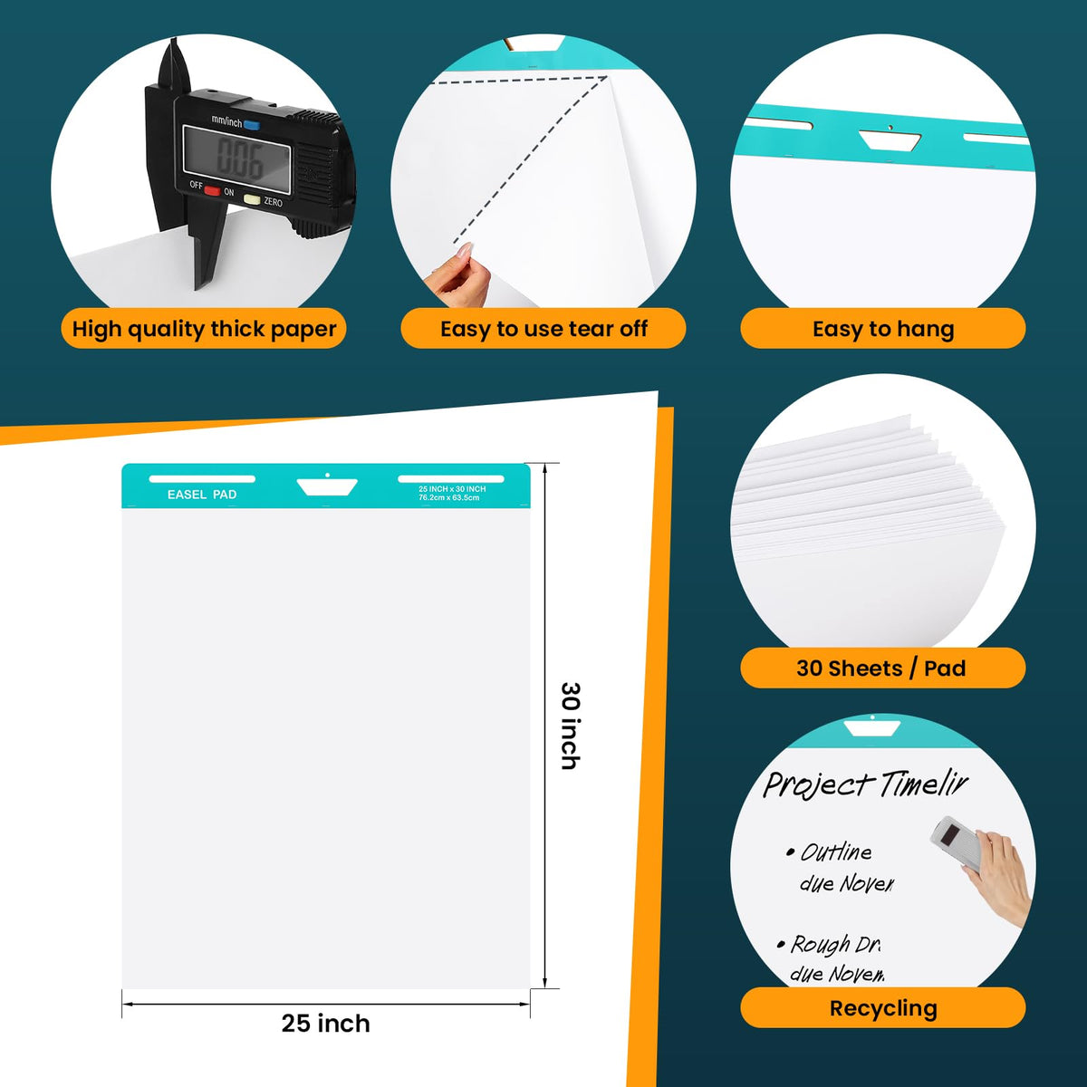 25x30 Inch Self-Adhesive Flip Chart Paper 10 Pack S12037