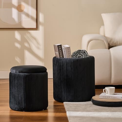 Set of 2 Upholstered Velvet Ottoman with Storage O80093