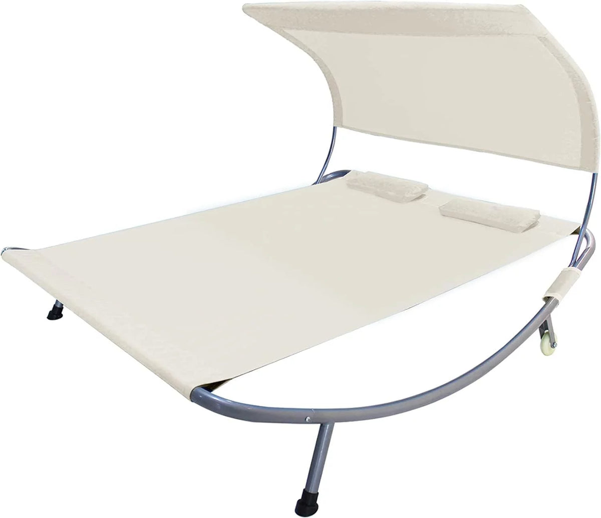 Double Chaise Lounge Bed with Canopy and Wheels G166116