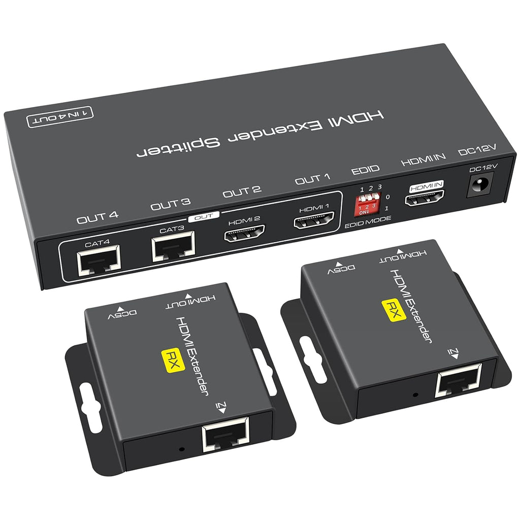 HDMI Extender Splitter 1 in 2 Out Over Cat5e/6 Ethernet 1080p N766
