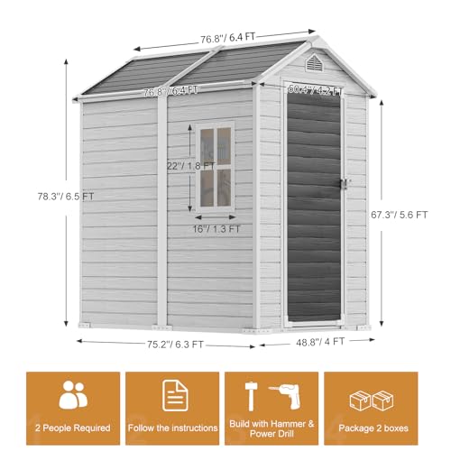 Gray 5x3 FT Waterproof Plastic Storage Shed with Floor I86479