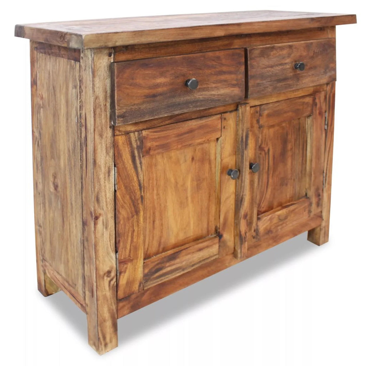 Handmade Sideboard Storage 2 Drawers Cabinet with Shelf 2 Doors Vintage Solid Reclaimed Wood K257151