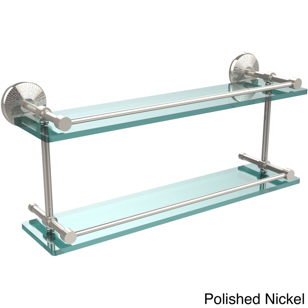 22-inch Double Glass Shelf with Gallery Rail Polished Nickel M280648