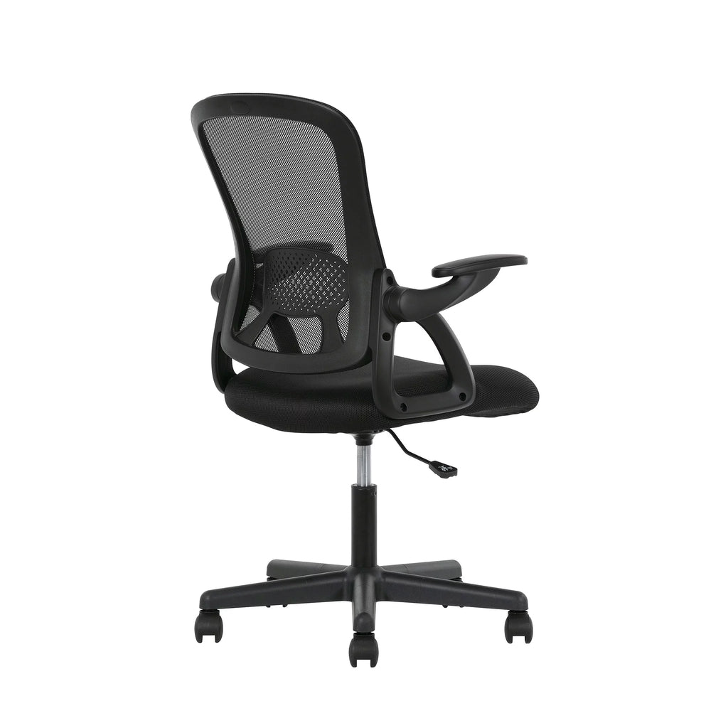 Black Fabric Ergonomic Mesh Back Office Chair with Flip-up Arms N531
