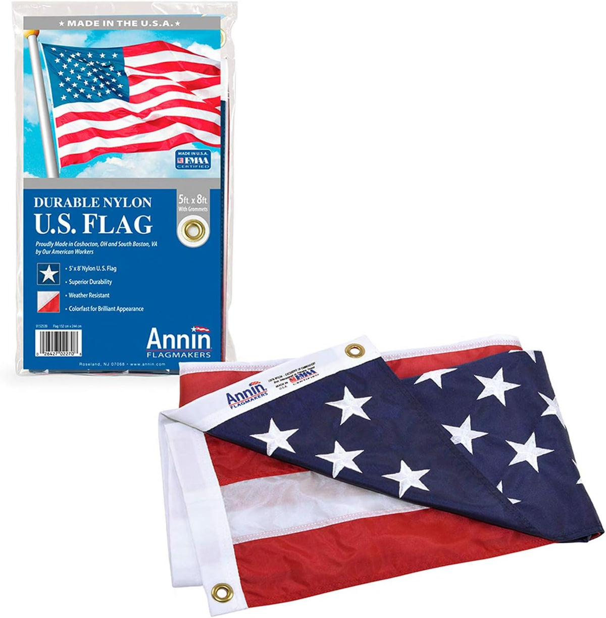 3x5 ft Nylon American Flag with Sewn Stripes and Embroidered Stars E64710