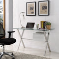 Glass Top Office Desk in White T22487