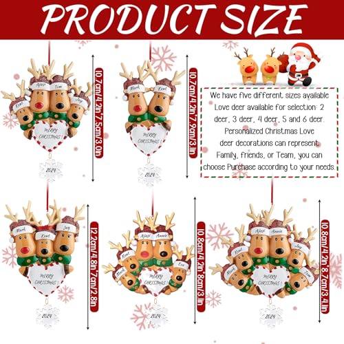 Reindeer Christmas Ornaments 3D Resin Family of 4 O463348