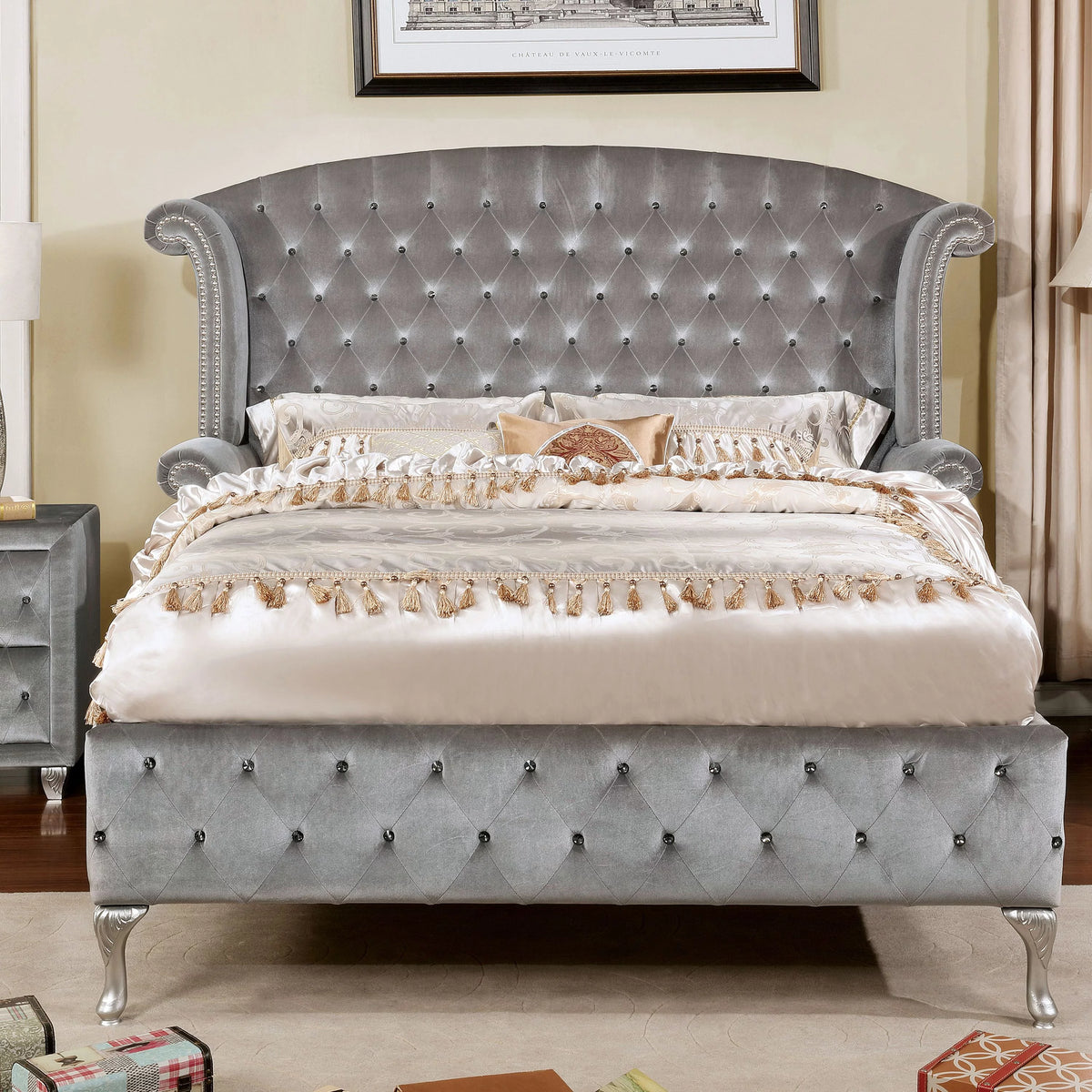 Queen Gray Platform Bed L6453