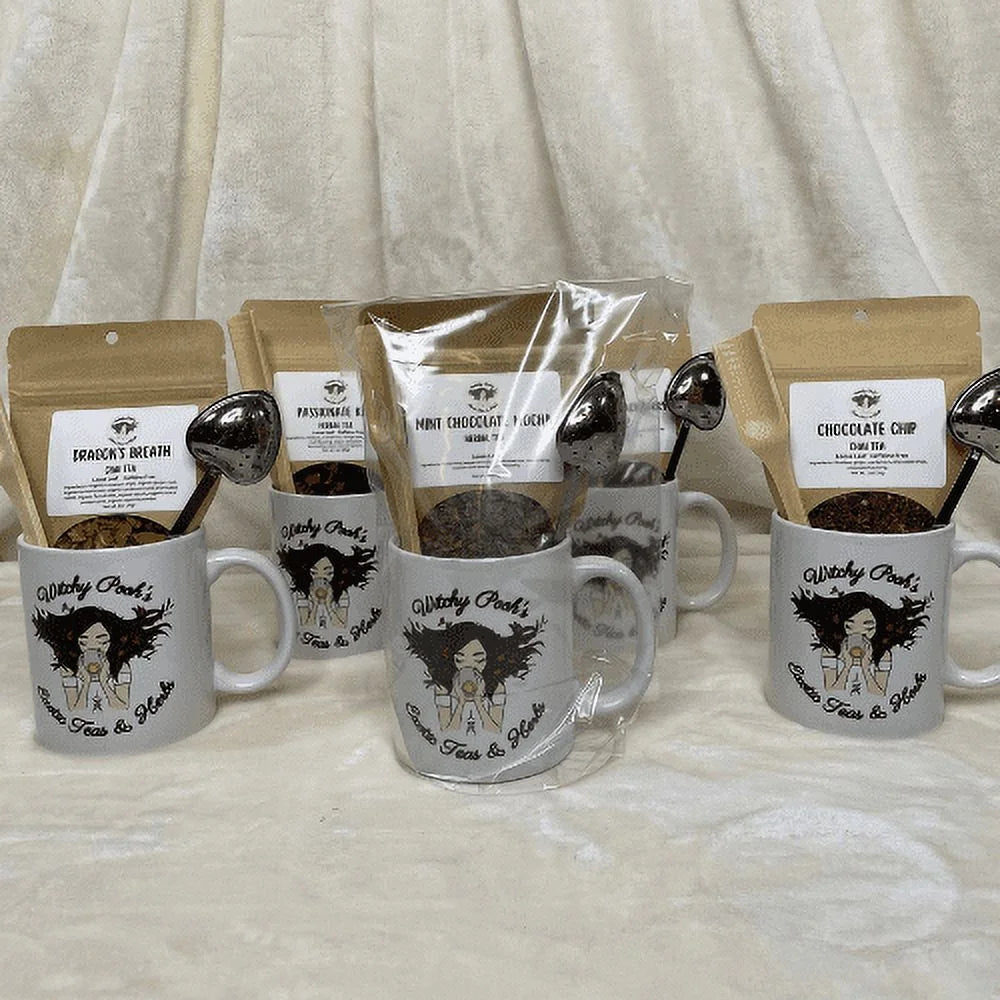 Mint Chocolate Mocha Herbal Tea Gift Mug Set with Heart Infuser F207166