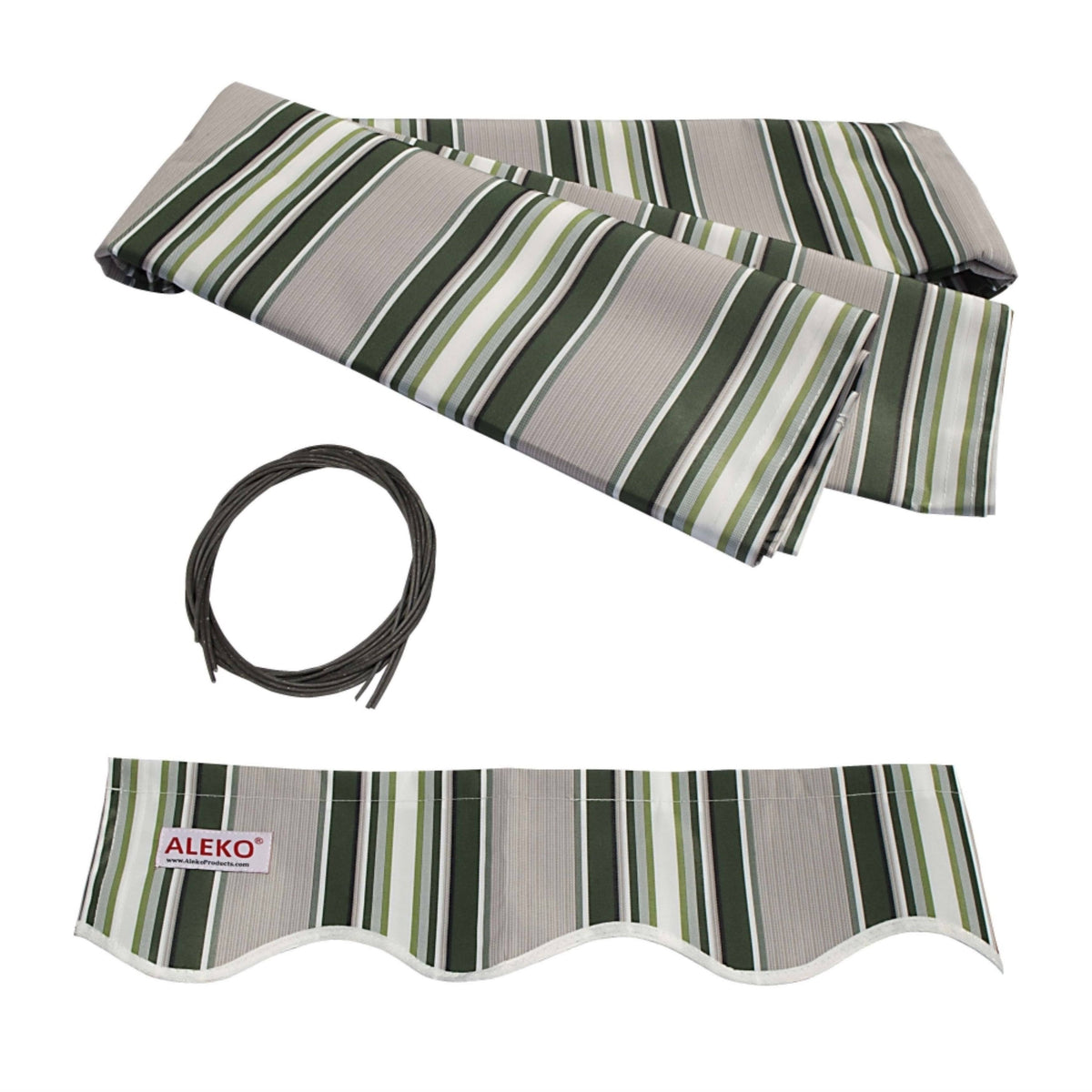 Motorized LED 12 x 10 ft. Half Cassette Retractable Awning Multi-Stripe Green K5189