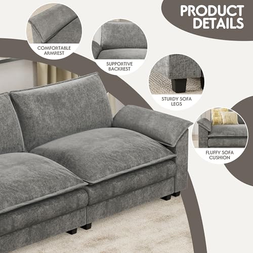 Light Grey L Shaped Chenille Sectional Sofa V1448