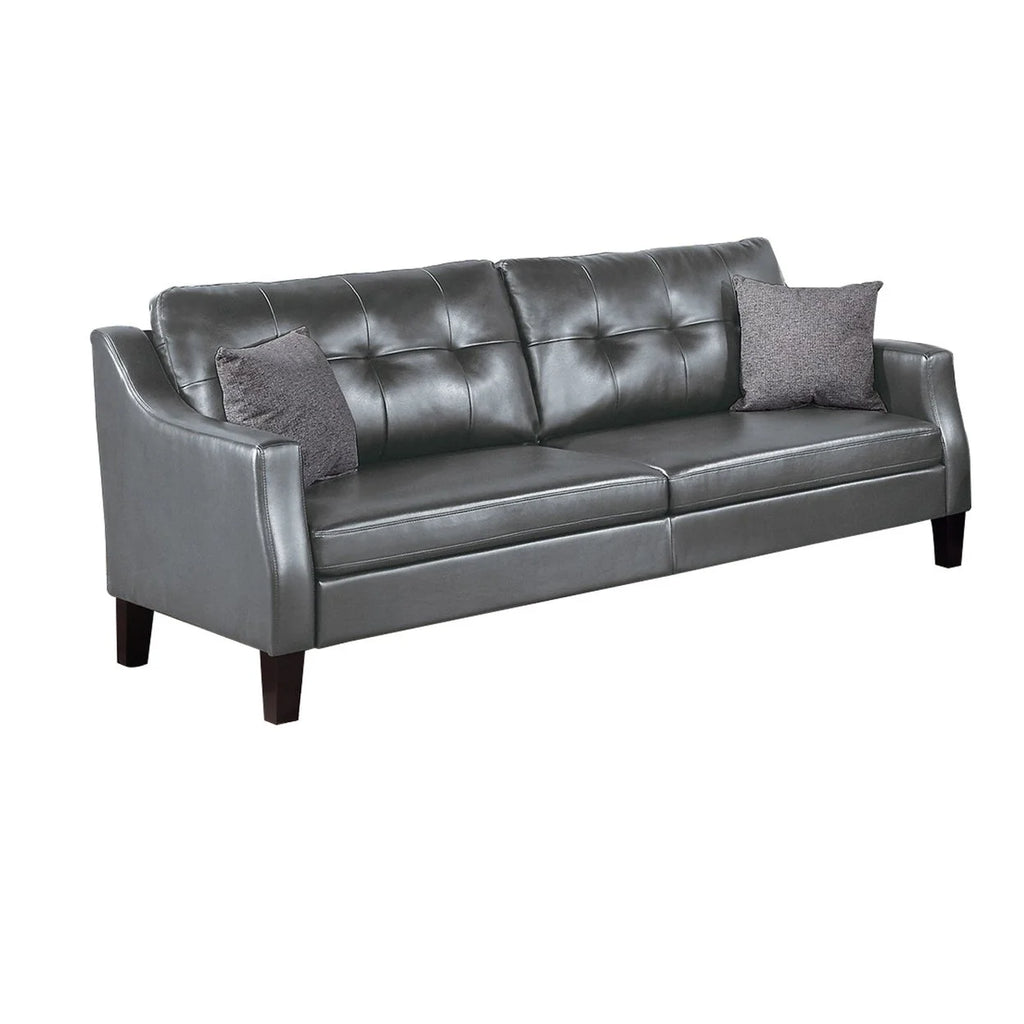Classic Gray Faux Leather 2 Piece Sofa and Loveseat Set B372