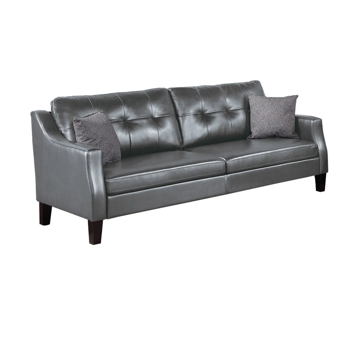 Classic Gray Faux Leather 2 Piece Sofa and Loveseat Set B372