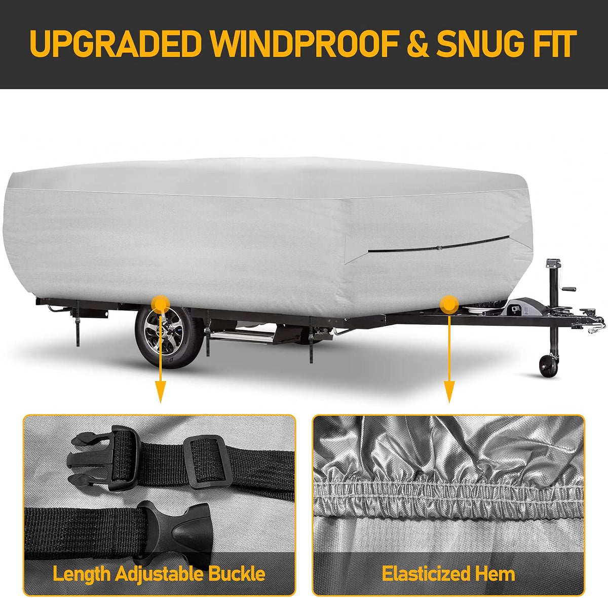 520D Oxford Pop-Up Camper Cover Fits 16'-18' Waterproof UV-Proof J5096