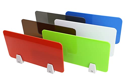 White 12x20 Acrylic Desk Divider with Clips O72449