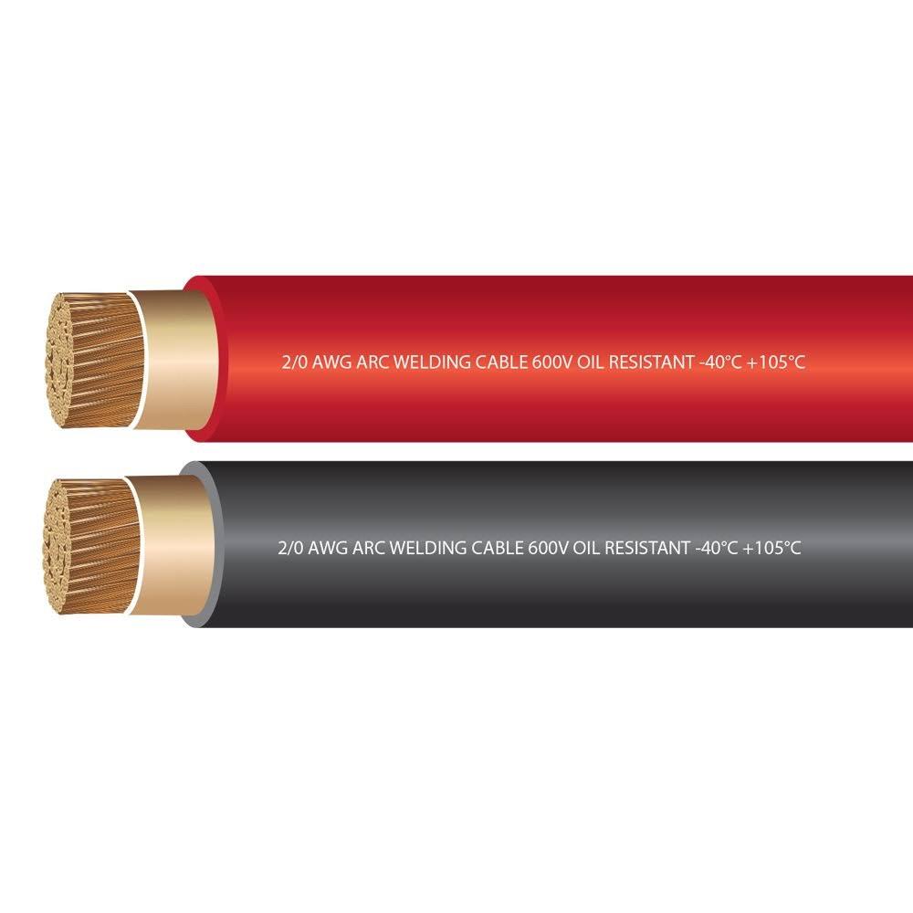 2/0 Gauge Extra Flexible Welding Cable 600 Volt Combo Pack Black Red 15 Feet G957