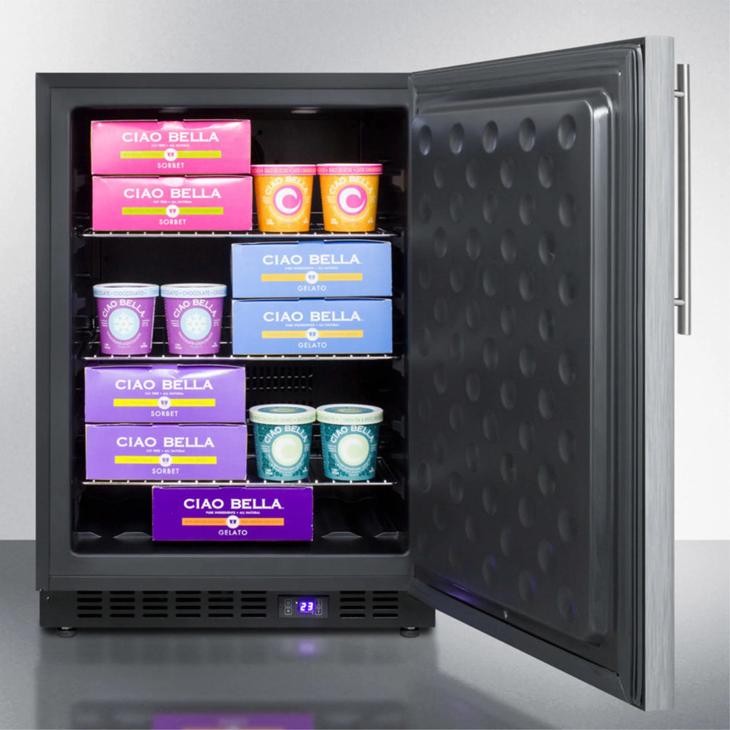 Black Stainless Steel Door All-Freezer with Digital Thermostat I595