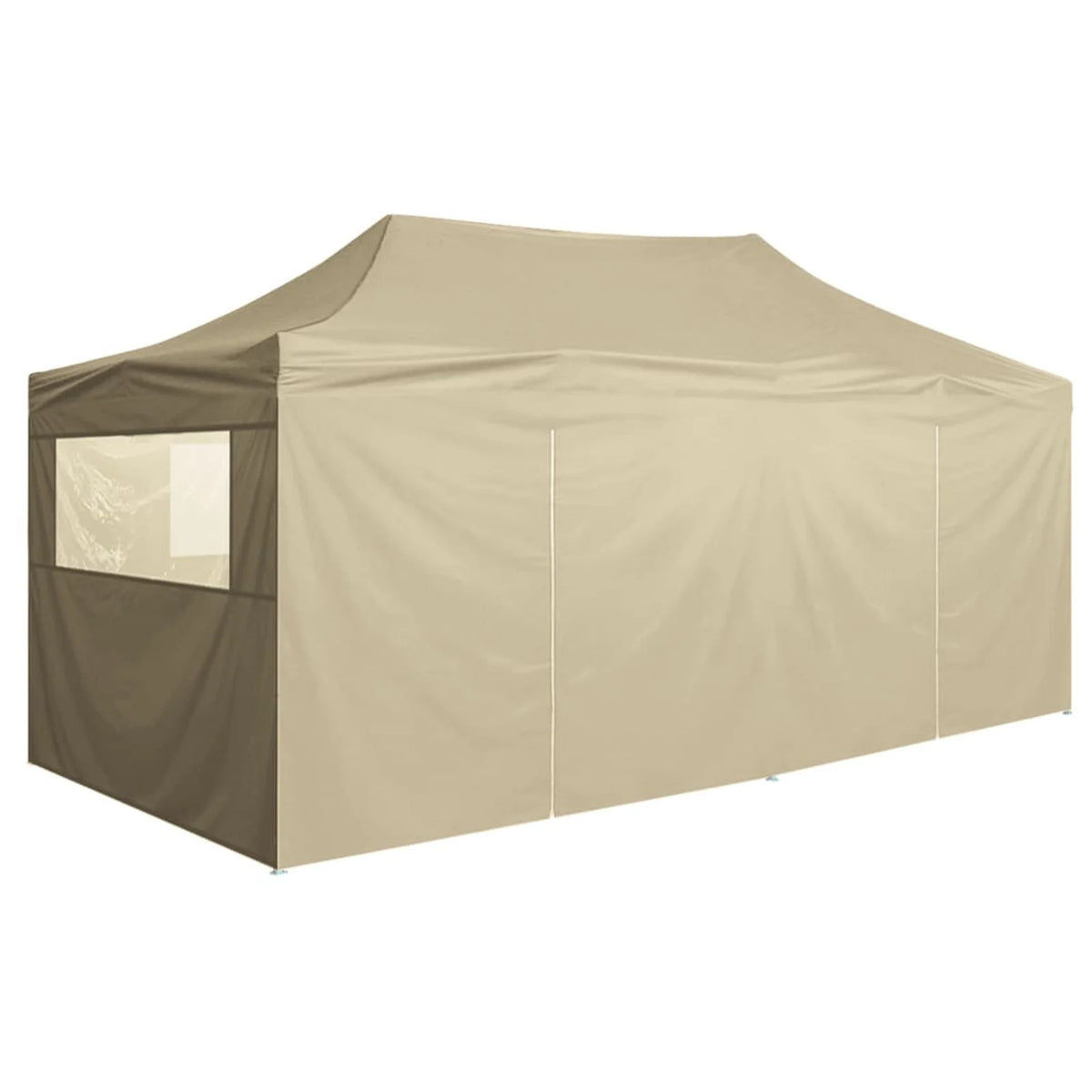 Folding Party Tent with 4 Sidewalls Steel Frame Canopy Shelter Cream 236.2 x 118.1 x 124 Inches L5349
