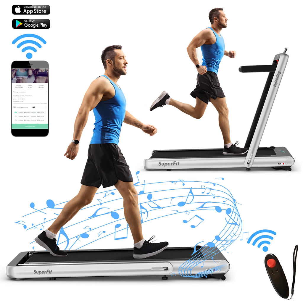 4.75HP 2 In 1 Folding Treadmill White G10316