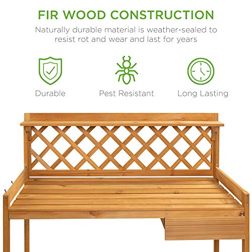 Wooden Potting Bench with Cabinet Drawer Y81294