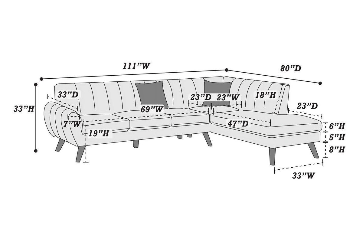 2-Piece Sectional Set with Chaise and Sofa U4017