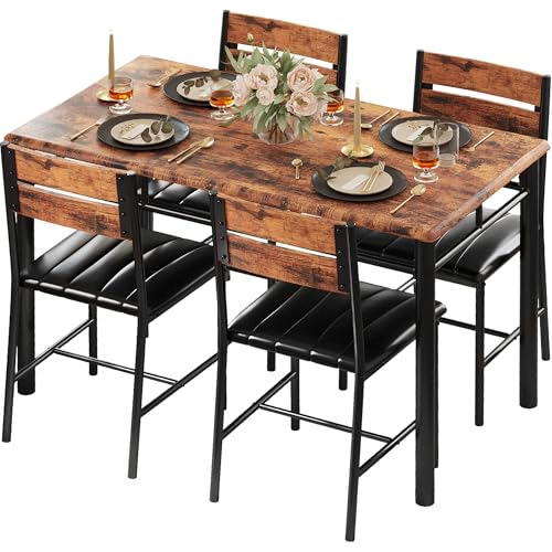 Grey Wood Dining Table Set for 4 S7125