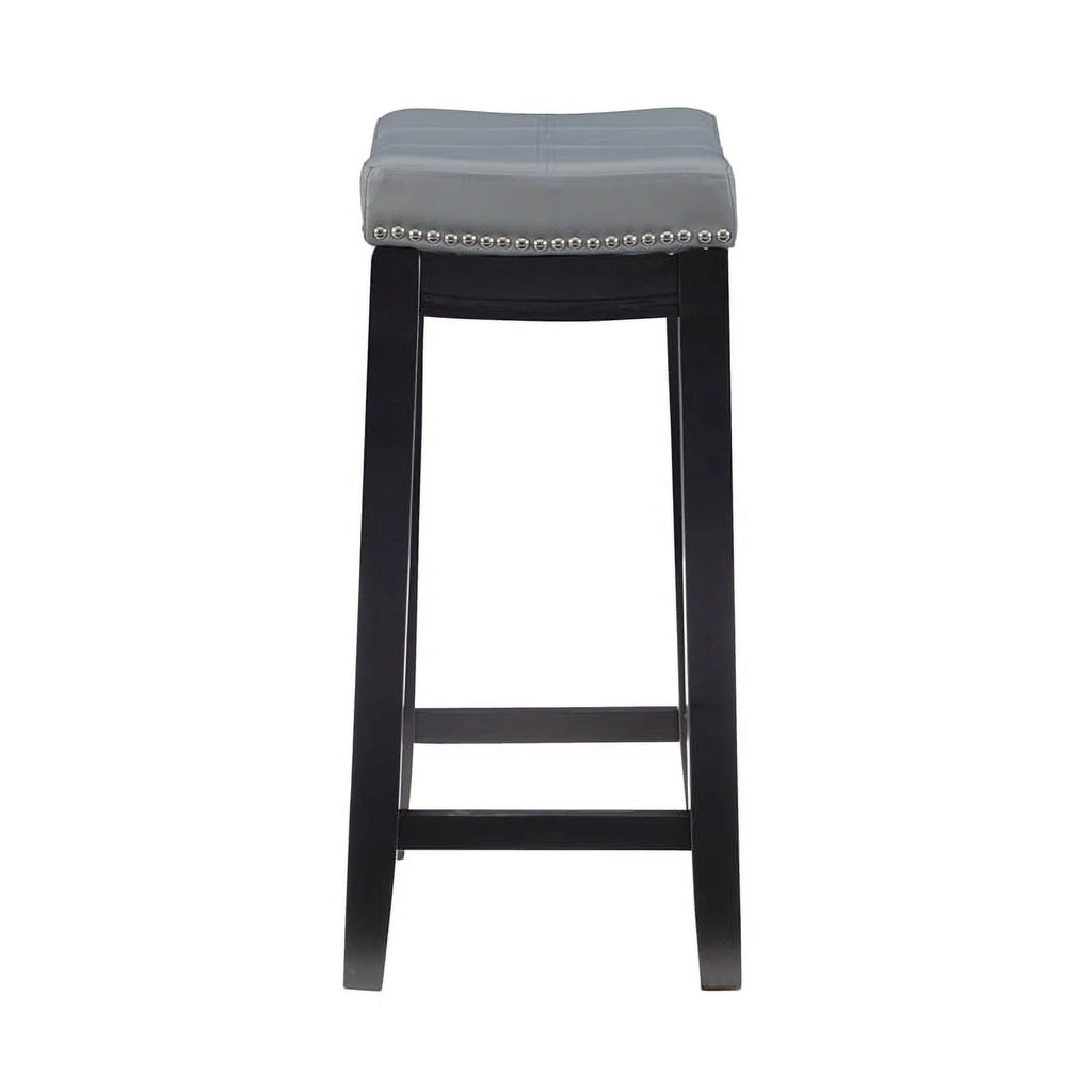 Gray Faux Leather Wood Backless Counter Stool V598277