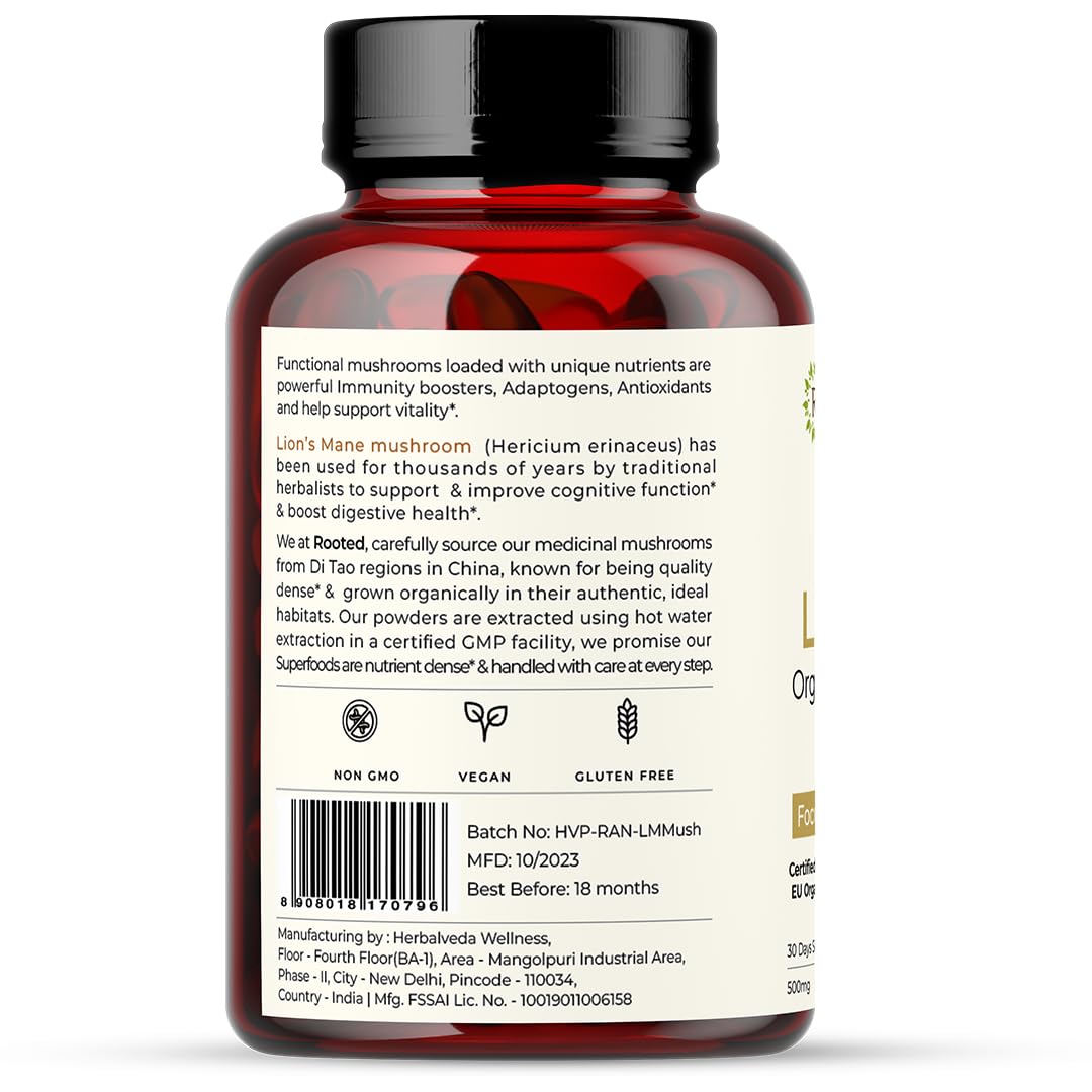 Usda Organic Lions Mane Mushroom Extract Capsules 60 Capsule 2 Pack T8594