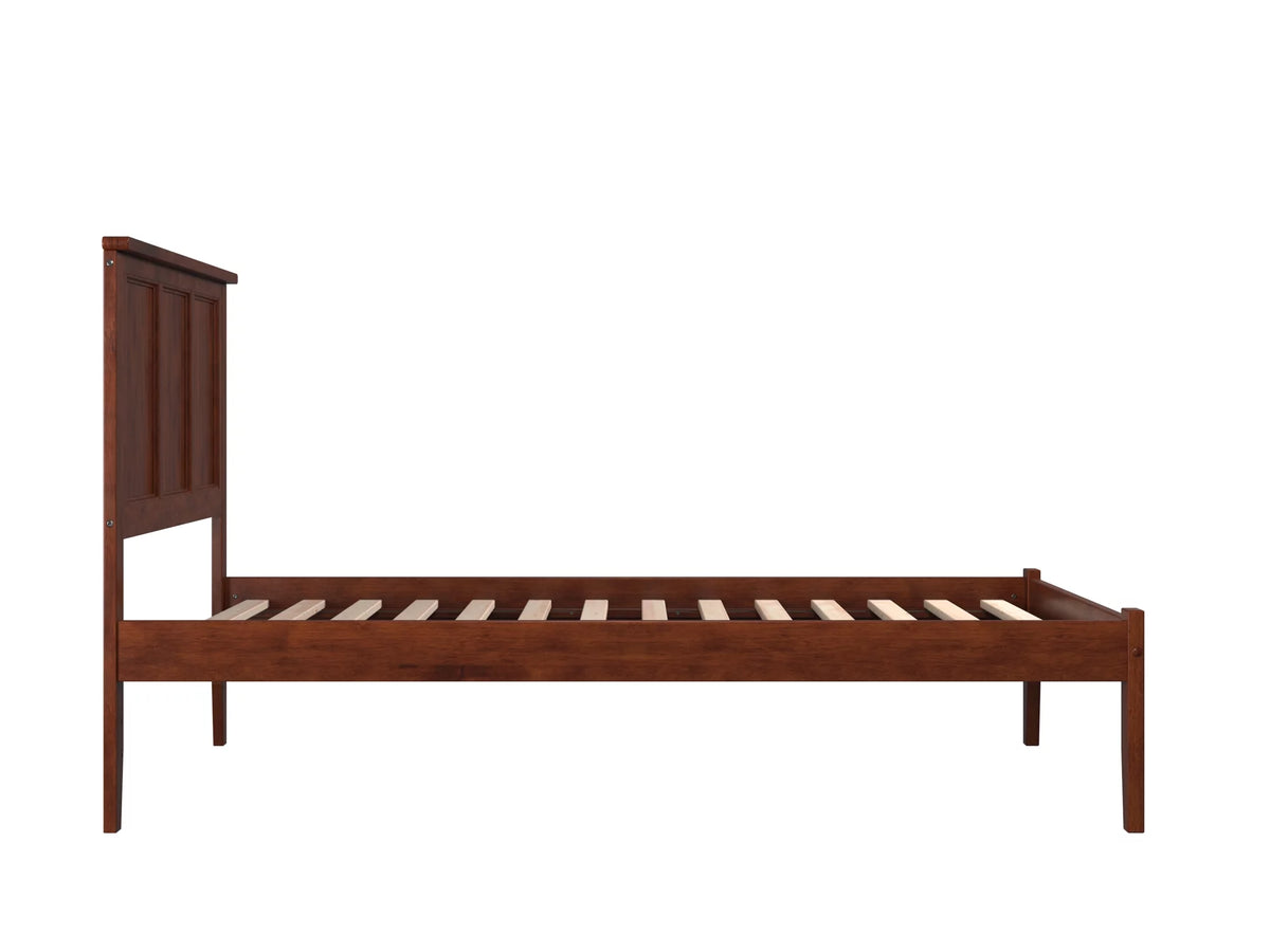 Walnut Full Solid Wood Platform Bed with Panel Headboard K408