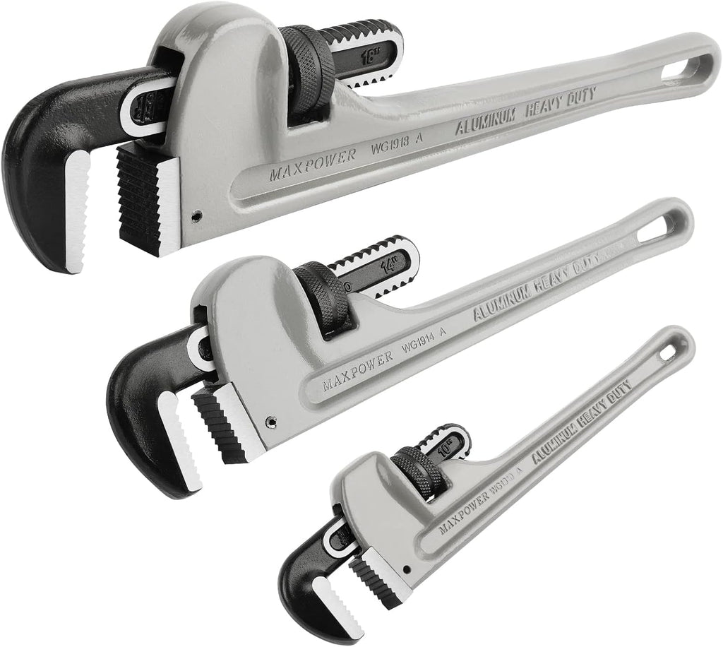 Pipe Wrench Set 10" 14" 18" Aluminum Plumber Wrenches Pack of 2 L849994