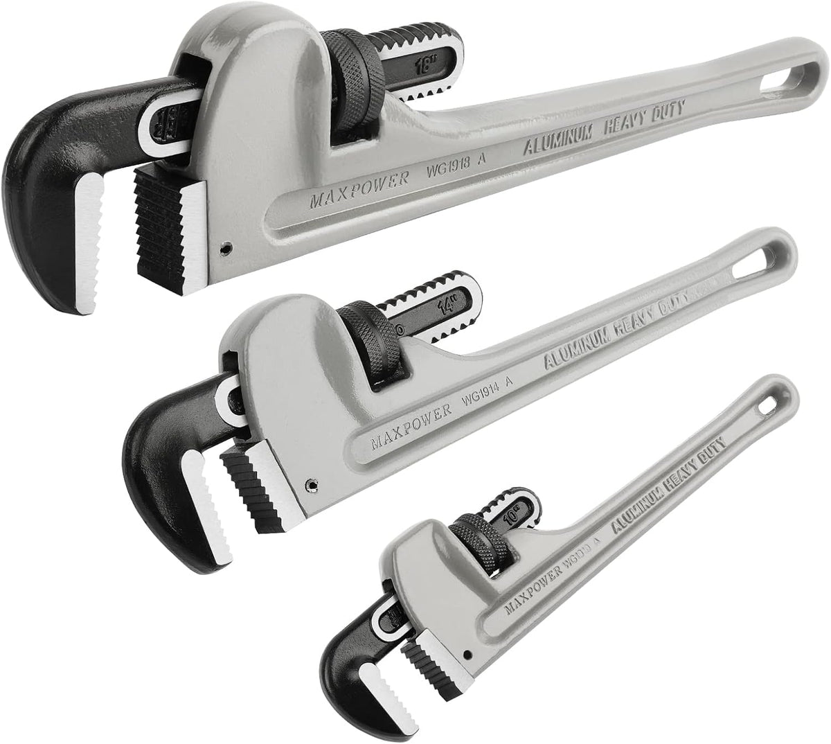 Pipe Wrench Set 10" 14" 18" Aluminum Plumber Wrenches Pack of 2 L849994