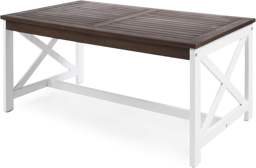 White Base / Dark Brown Top Acacia Wood Coffee Table C5797