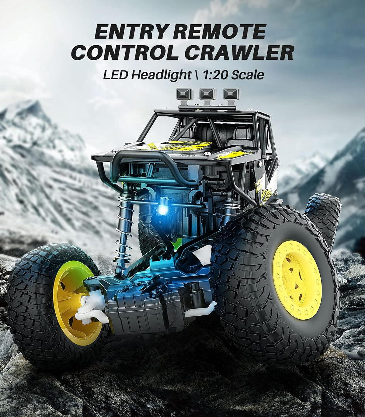 Metal 1:20 Scale 2WD Monster Truck RC Car with 2 Rechargeable Batteries L523