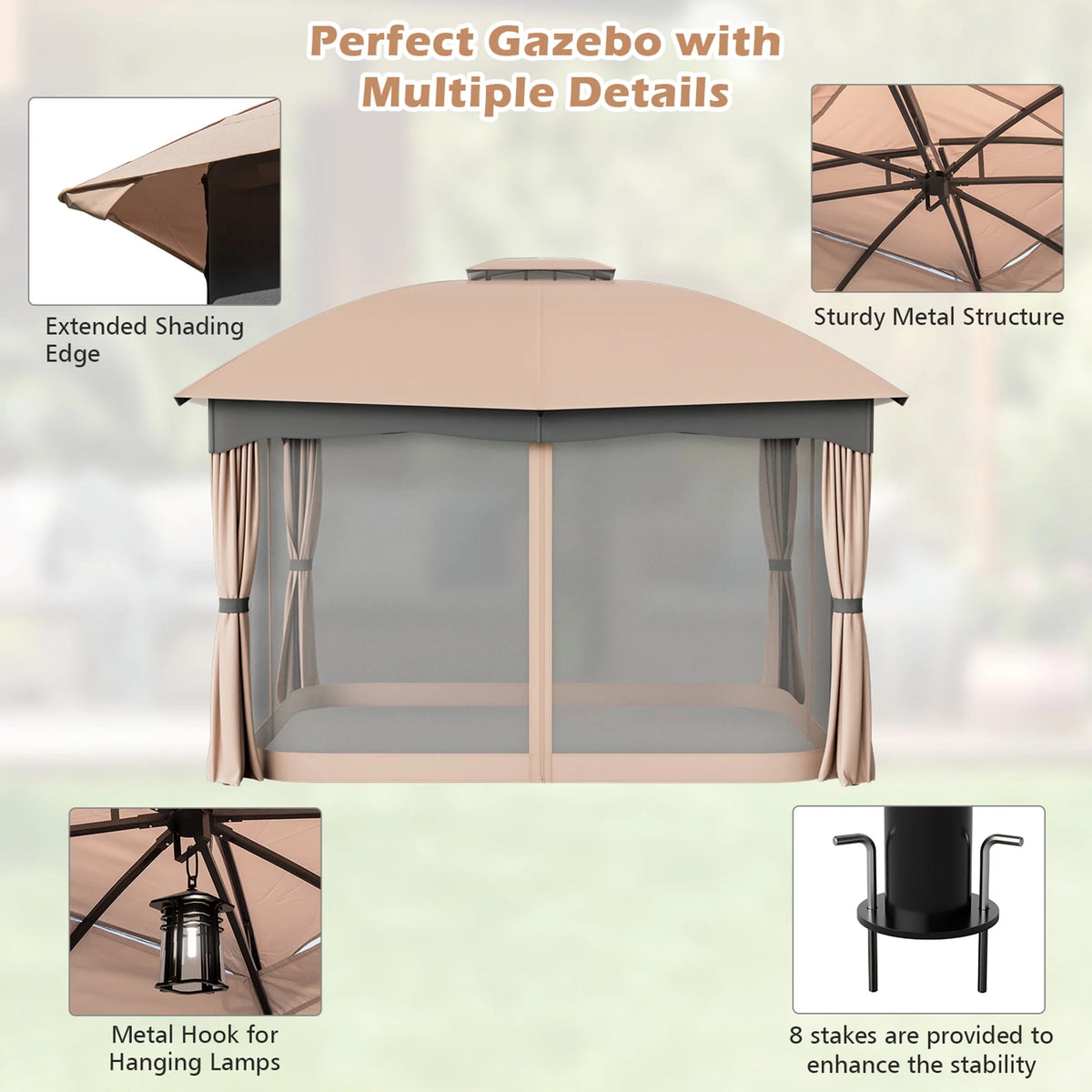 12' x 10' Heavy Duty Steel Gazebo O42761
