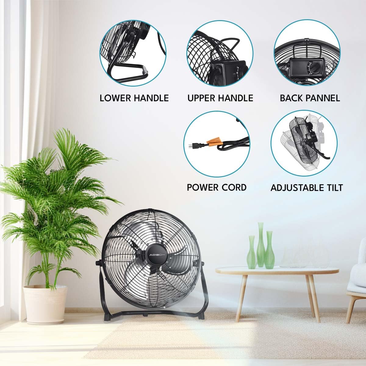 20 in. 3 Speed Metal Floor Fan with Tilting Head E5210