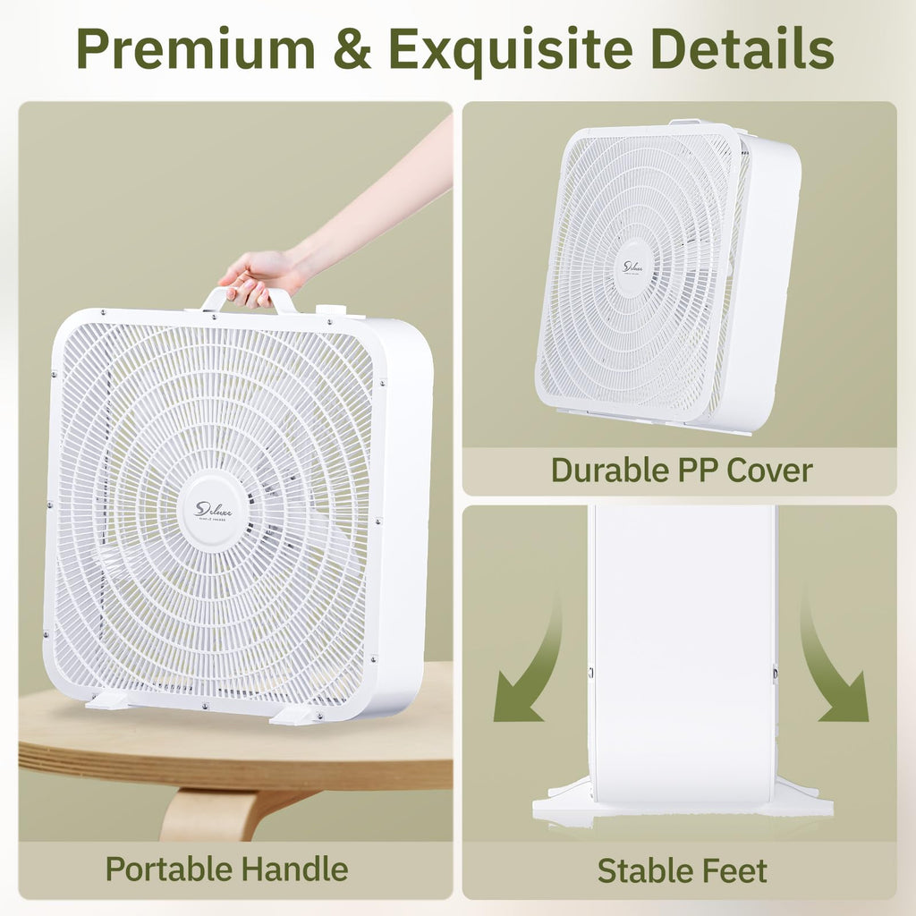 20” White 3-Speed Box Fan with Carry Handle P73265
