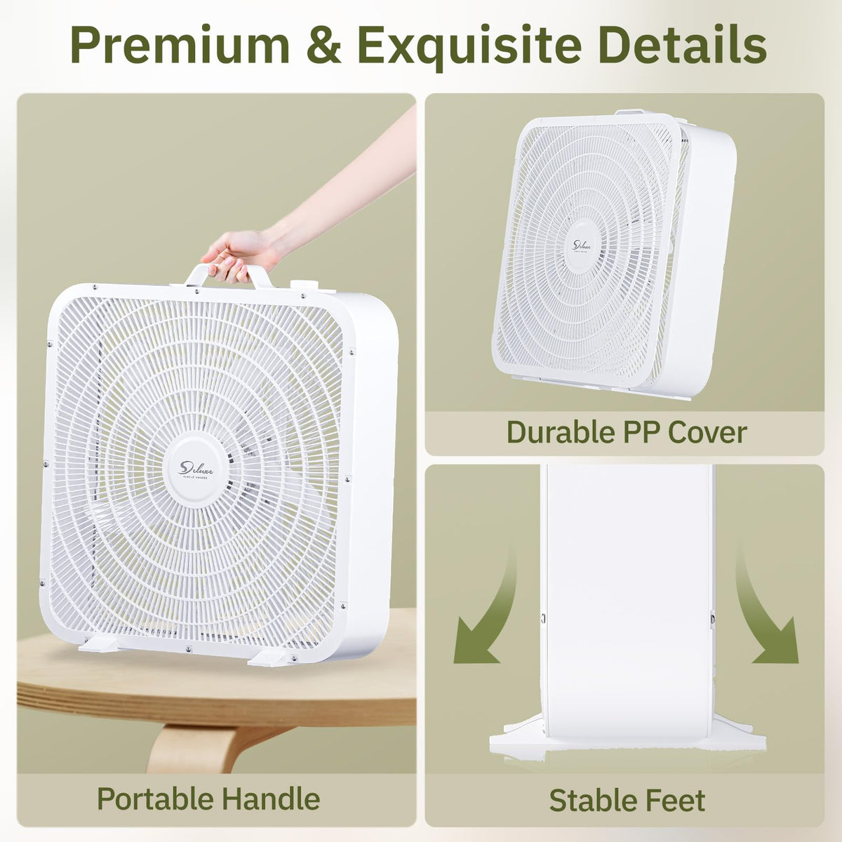 20” White 3-Speed Box Fan with Carry Handle P73265