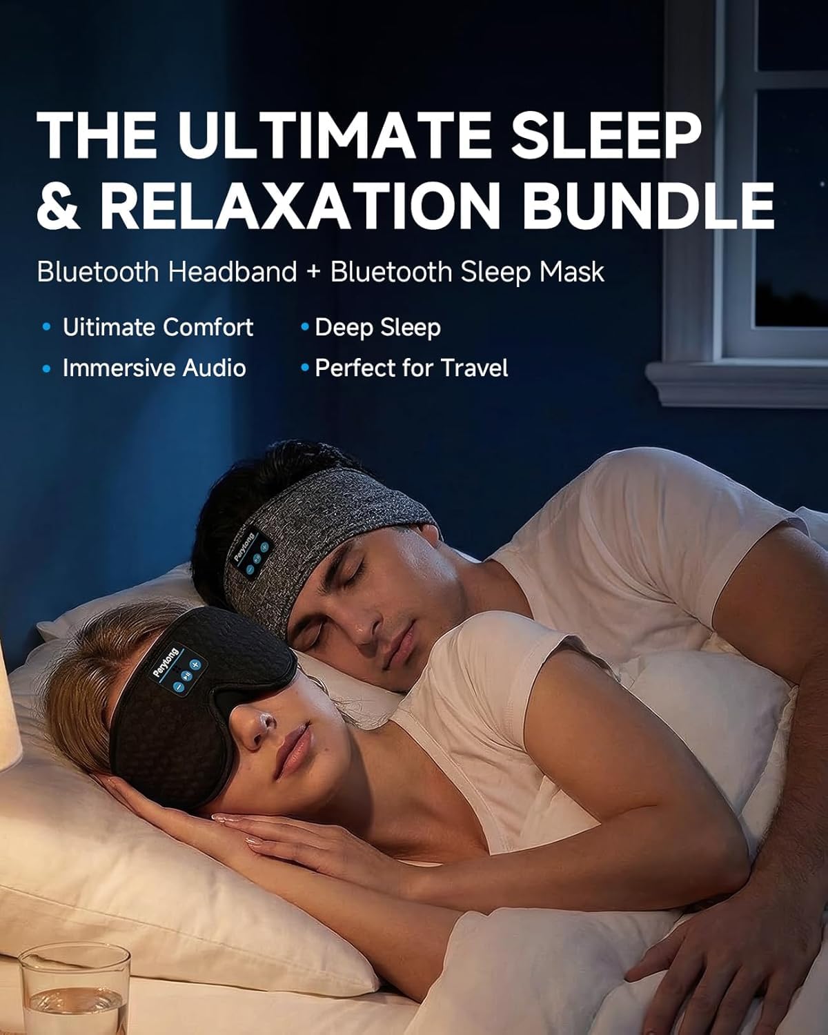 2 Pack Bluetooth Sleep Mask and Headband Headphones Set A864