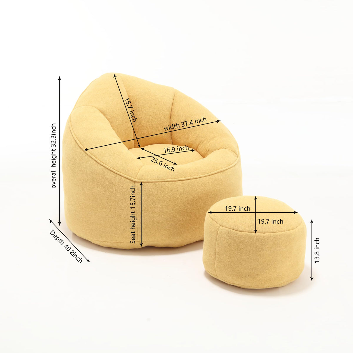 Upholstered Bean Bag Sofa Chair with Ottoman V606141