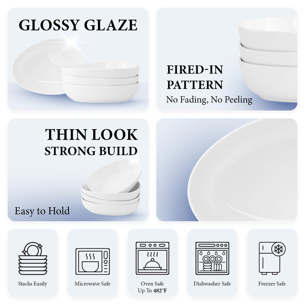 32 Oz White Porcelain Soup Bowls Set of 4 X4824