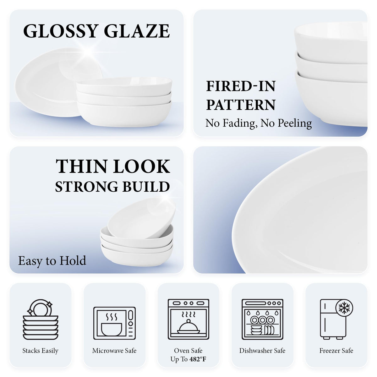 32 Oz White Porcelain Soup Bowls Set of 4 X4824