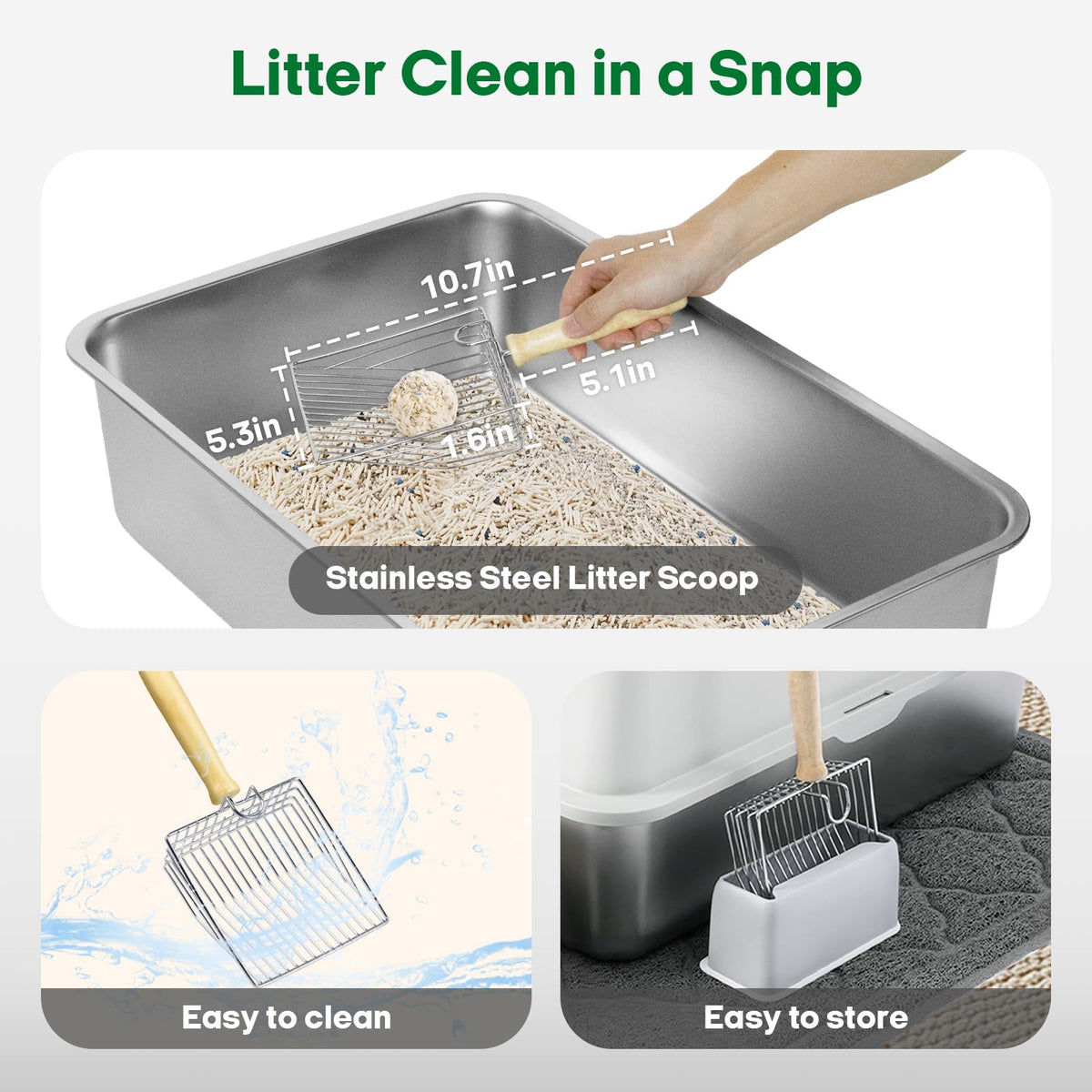 Stainless Steel Extra Large Top Entry Cat Litter Box Set D39661