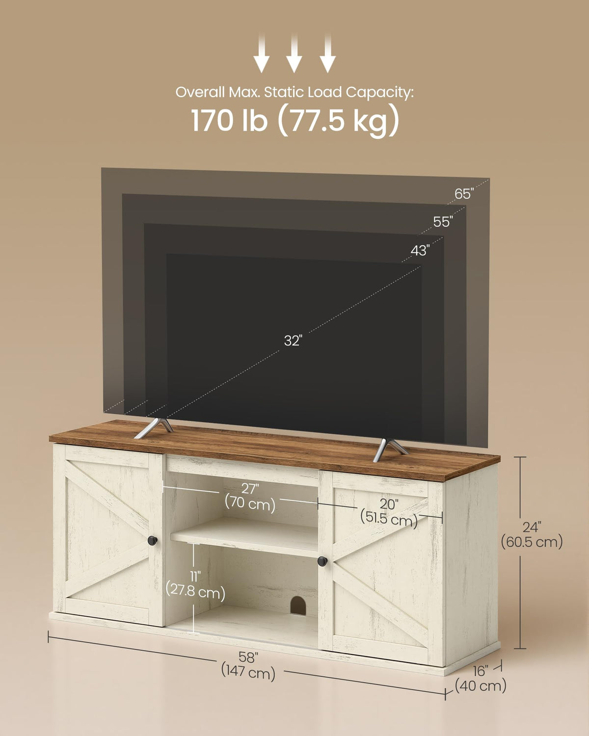Farmhouse TV Stand for 65'' TV L7045