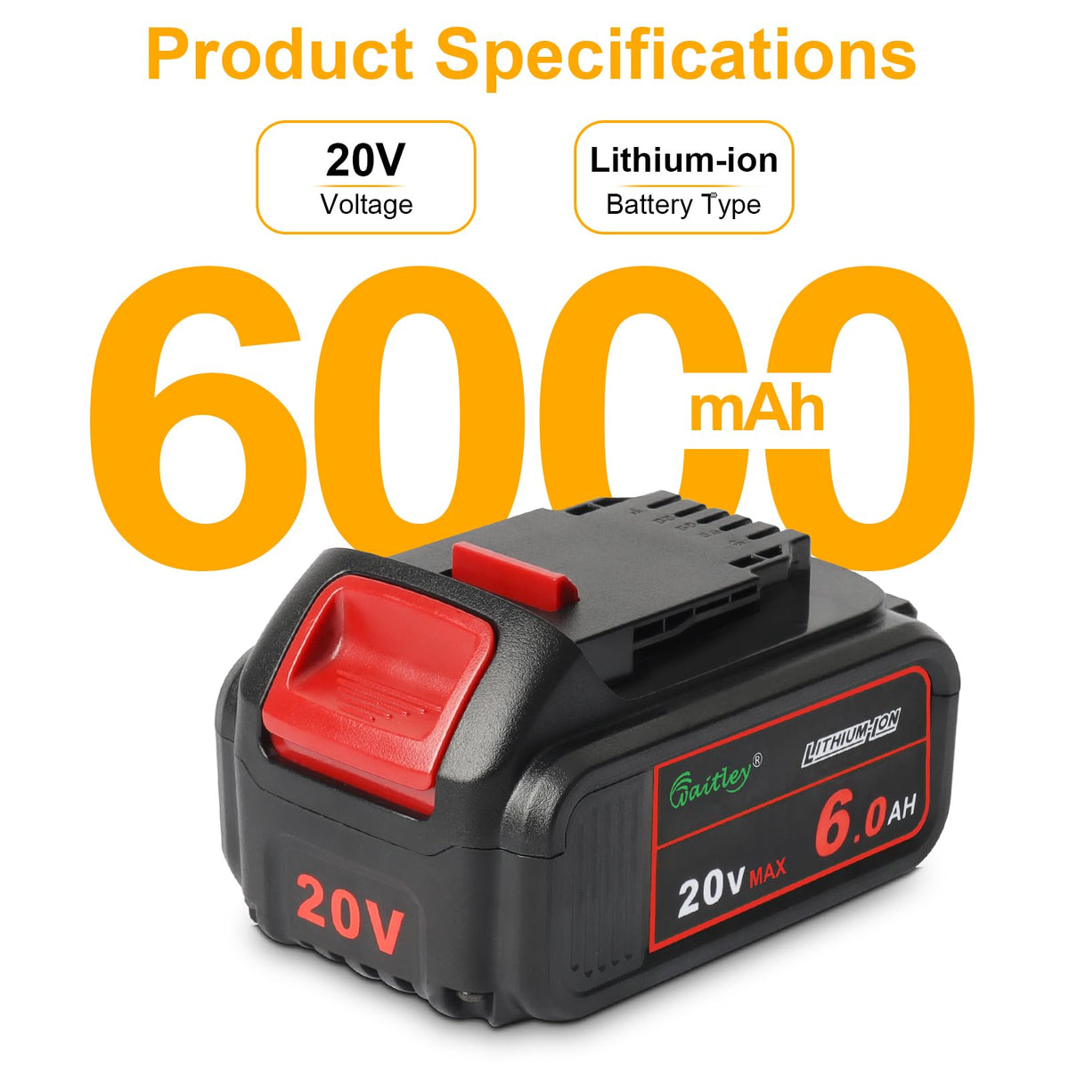 2 Pack 20V 6.0Ah Replacement Battery T606533