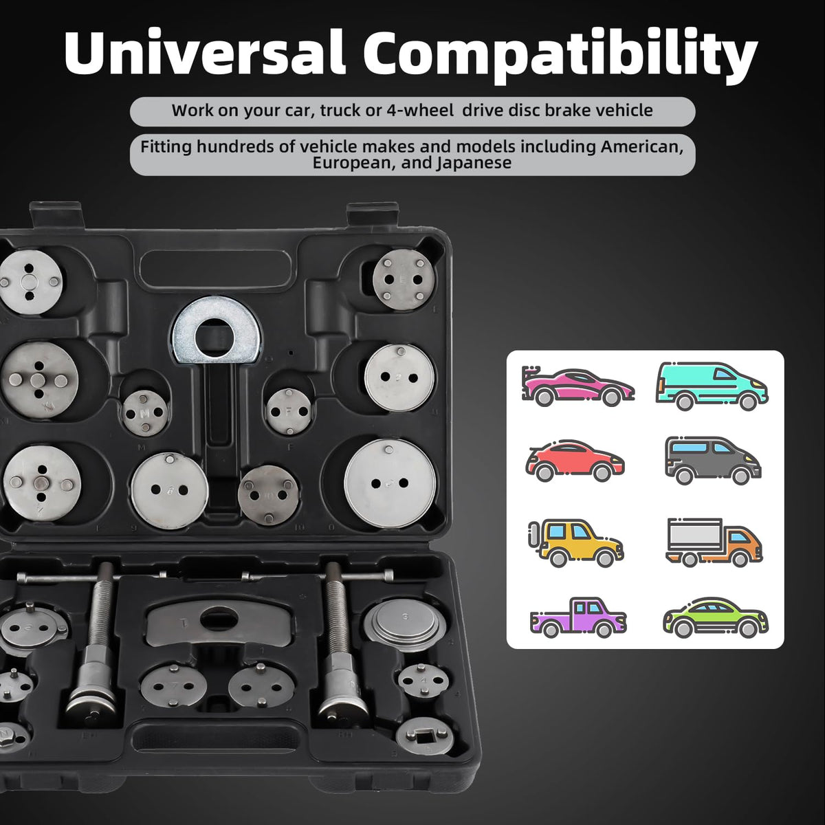 24pcs Disc Brake Caliper Compression Tool Kit L460