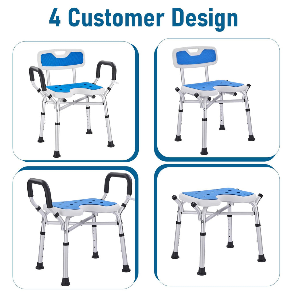 Shower Chair with Arms and Back, U-Shaped Seat X6111