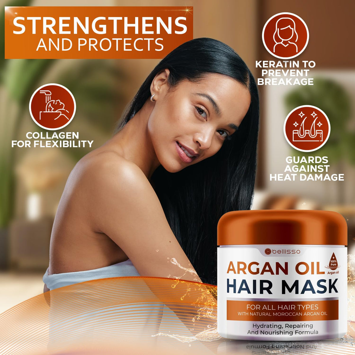 Coconut Shampoo and Conditioner Set with Argan Oil Mask W615